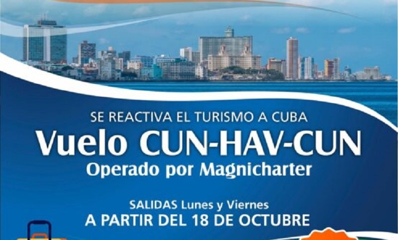 Vuelos de Magnicharters en la ruta Cancún-La Habana