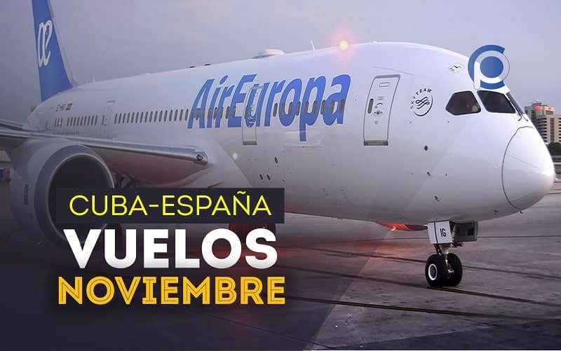 Vuelos entre España y Cuba en noviembre