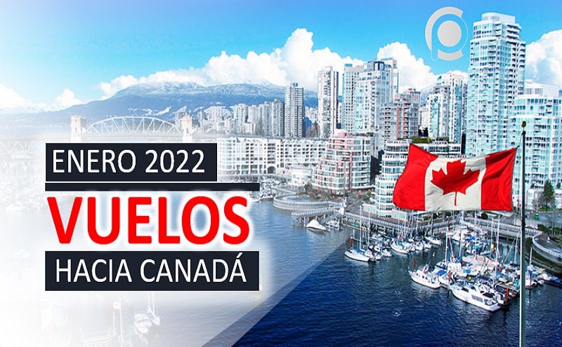 Listado de vuelos para enero de 2022 hacia Canadá