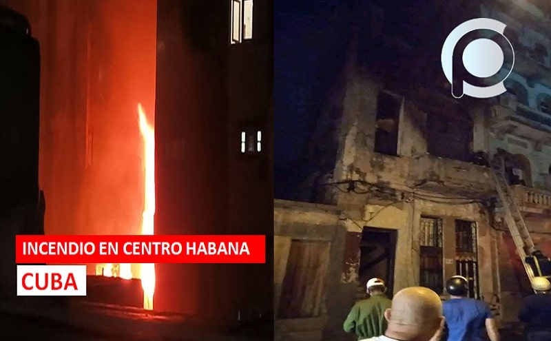 Reportan incendio en un edificio en Centro Habana, Cuba