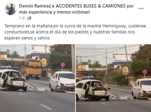 Accidente en las proximidades de la Marina Hemingway La Habana.