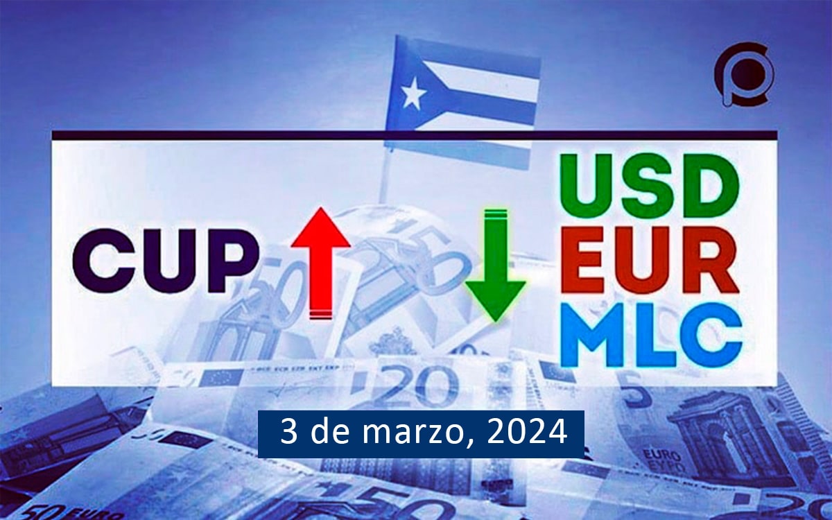 Dólar-Euro-MLC en Cuba hoy 3 de marzo de 2024 en el mercado informal de divisas