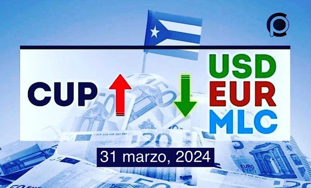 Dólar-Euro-MLC en Cuba hoy 31 de marzo de 2024 en el mercado informal de divisas