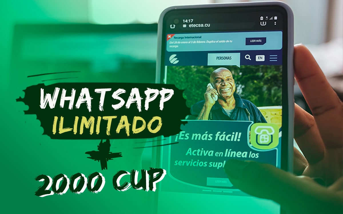 Etecsa lanza especial recarga con WhatsApp ilimitado y regalo