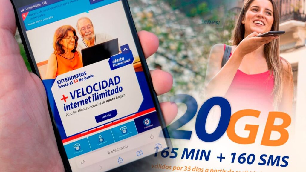 Recarga ETECSA internacional 20gb minutos sms